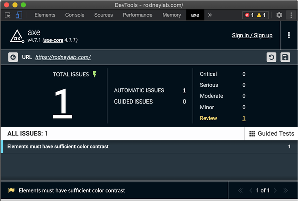 Gatsby Site Accessibility: Axe Browser Accessibility Testing Tool.