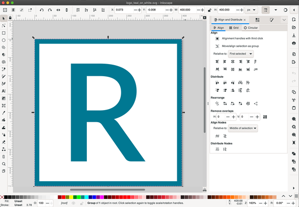 Open source Favicon Generation: Inkscape: screenshot of Ink scape with an icon file open